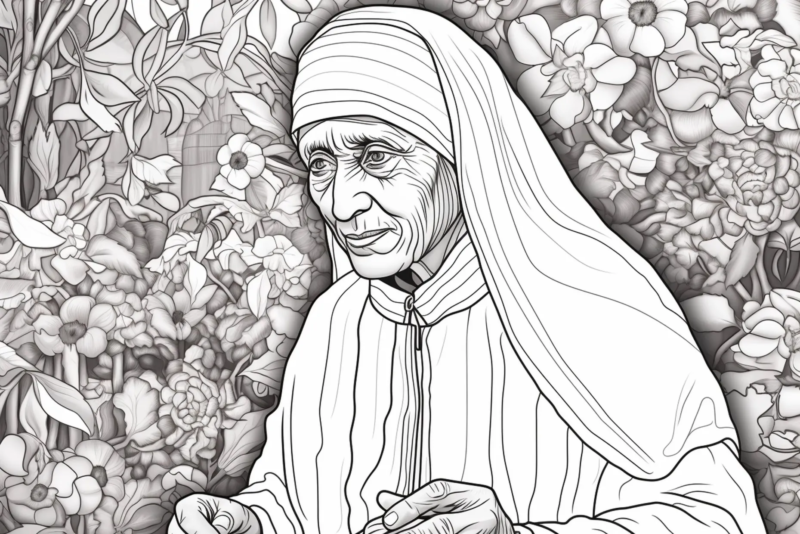 Mother Teresa // AI generated coloring page