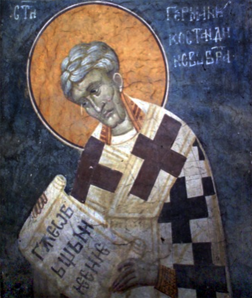 St Germanus I of Constantinople – Fresco in Gracanica Monastery, Kosovo, Serbia – 1318