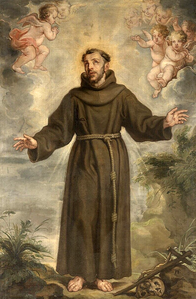Sacred art painting Saint Francis of Assisi by Philip Fruytiers (1610–1666) – Flemish Baroque